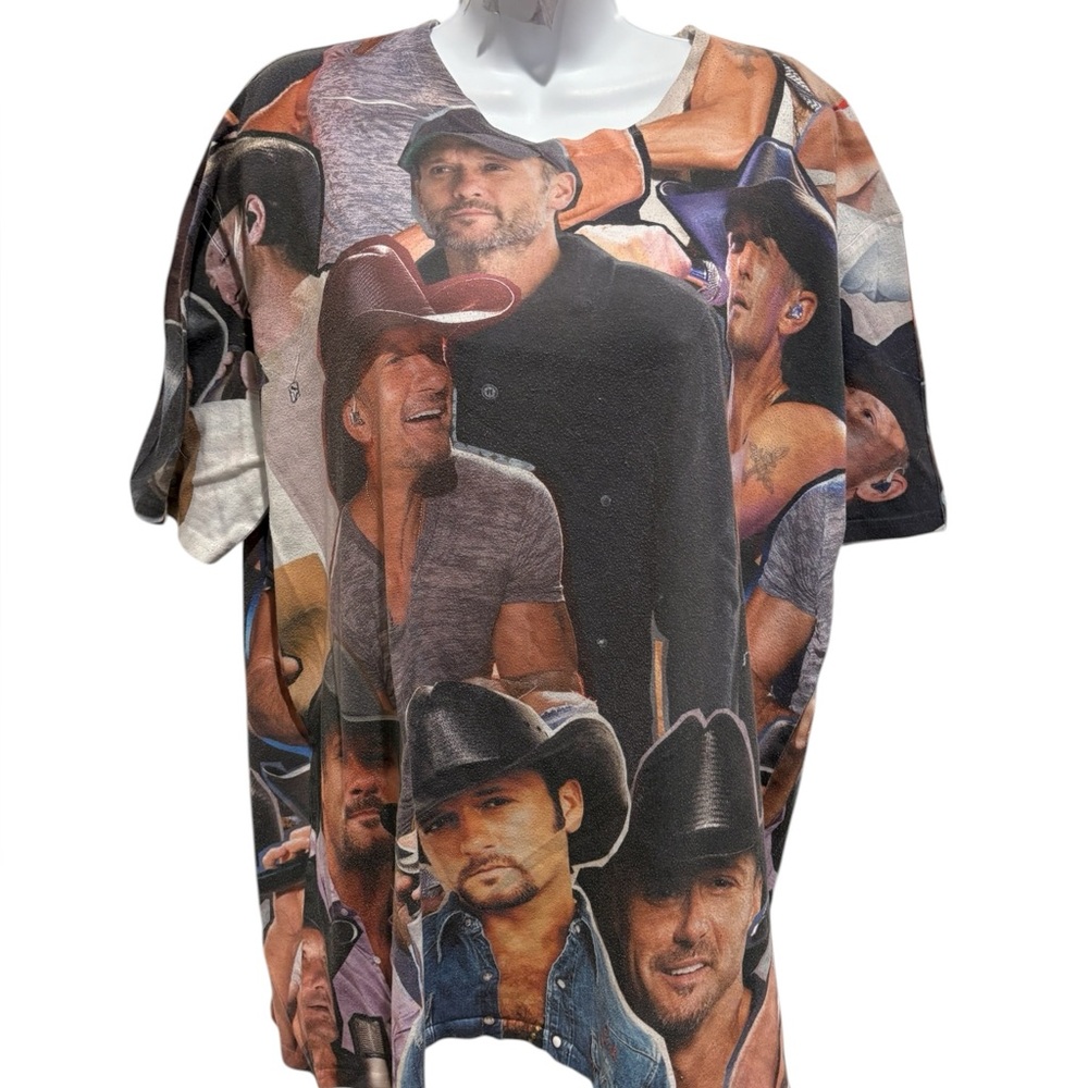 SUBLIWORKS Tim McGraw Photo Collage T-Shirt Short Sleeve Size XXL
